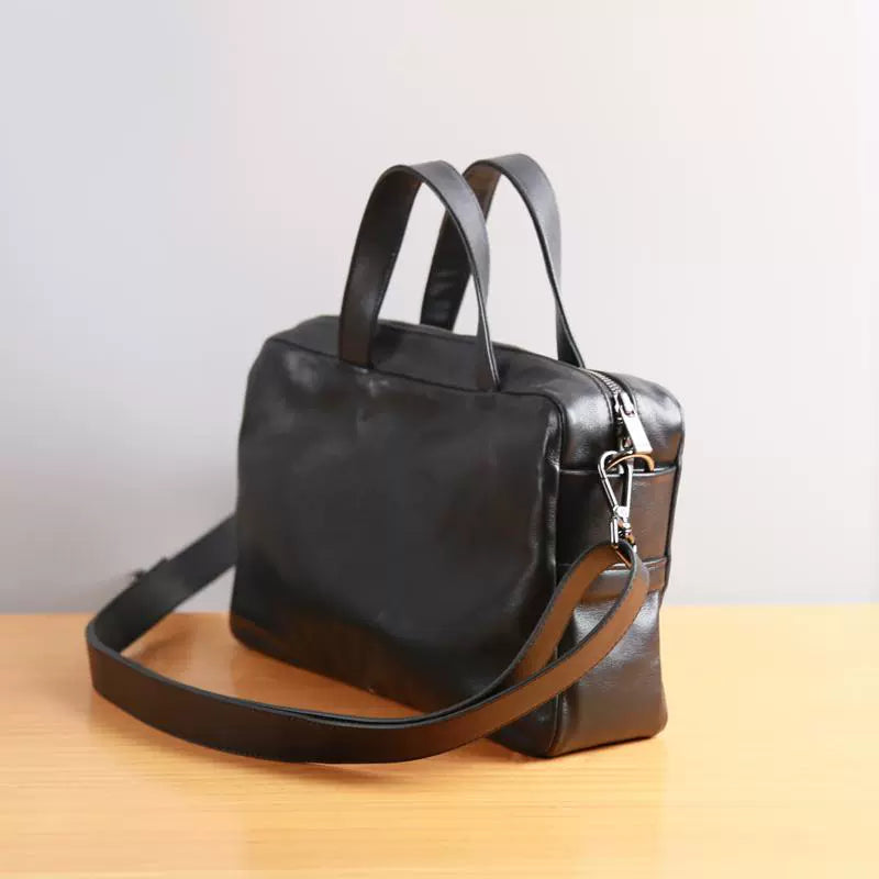 本革カジュアルメンズバッグ／牛革ハンドバッグ／ショルダー・斜めがけのソフトレザーミニバッグ